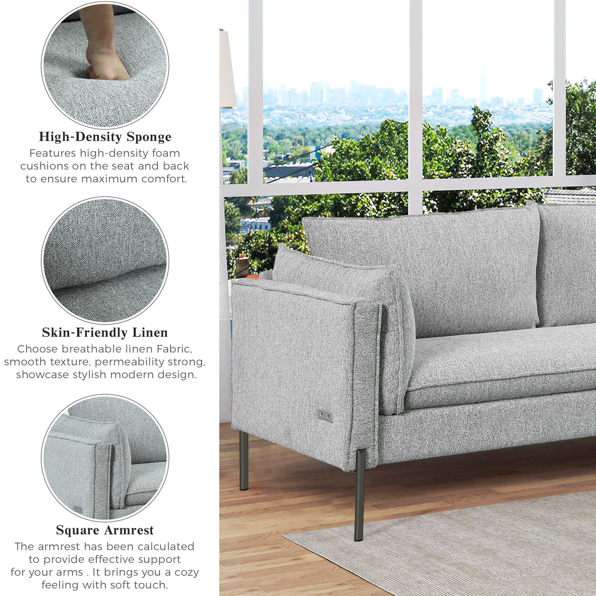 Gray (3 Seat Sofa)