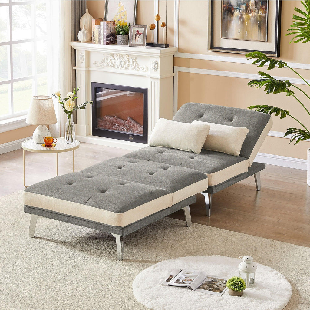 WIIS' IDEA™ 2 PCS Modular Sectional Convertible Sofa Bed - Light Brown