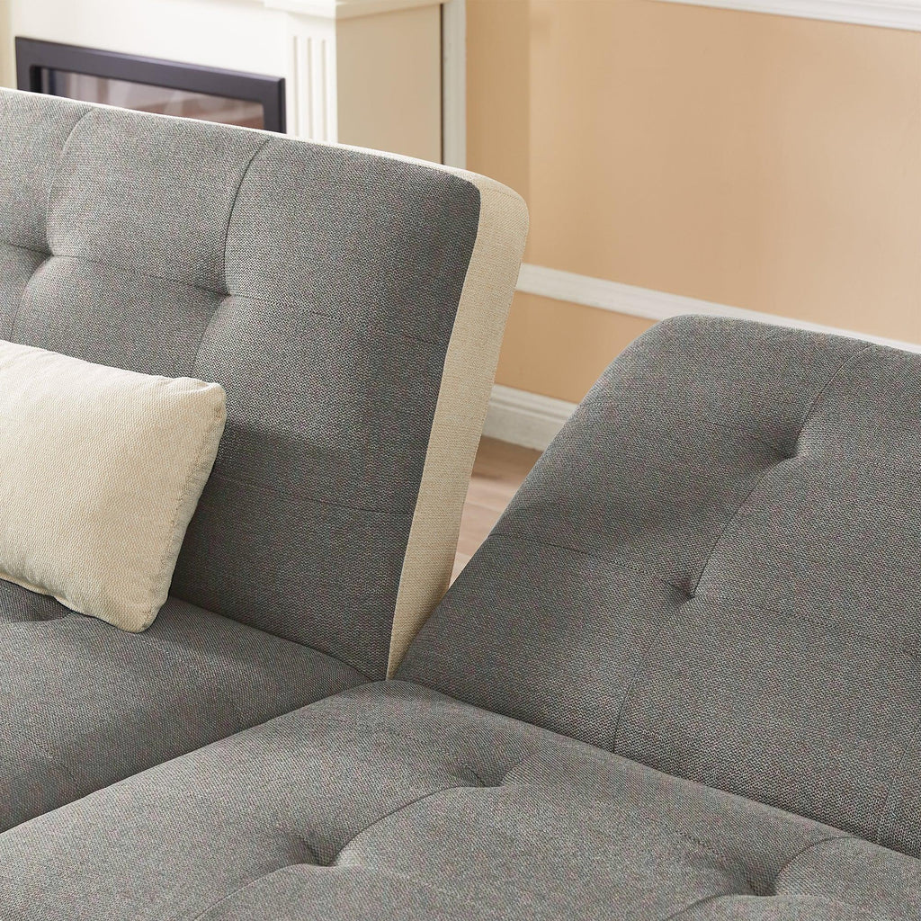 WIIS' IDEA™ 2 PCS Modular Sectional Convertible Sofa Bed - Light Brown