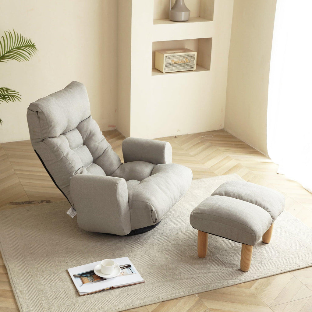WIIS' IDEA™ 360 Degree Rotatable Armchair Sofa With Adjustable Head And Waist  - Cement Grey