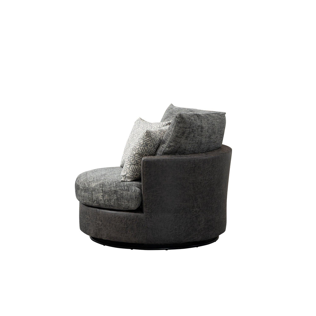 WIIS' IDEA™ 360 Degree Swivel Round Armchair Sofa - Valley Grey&Dark Grey