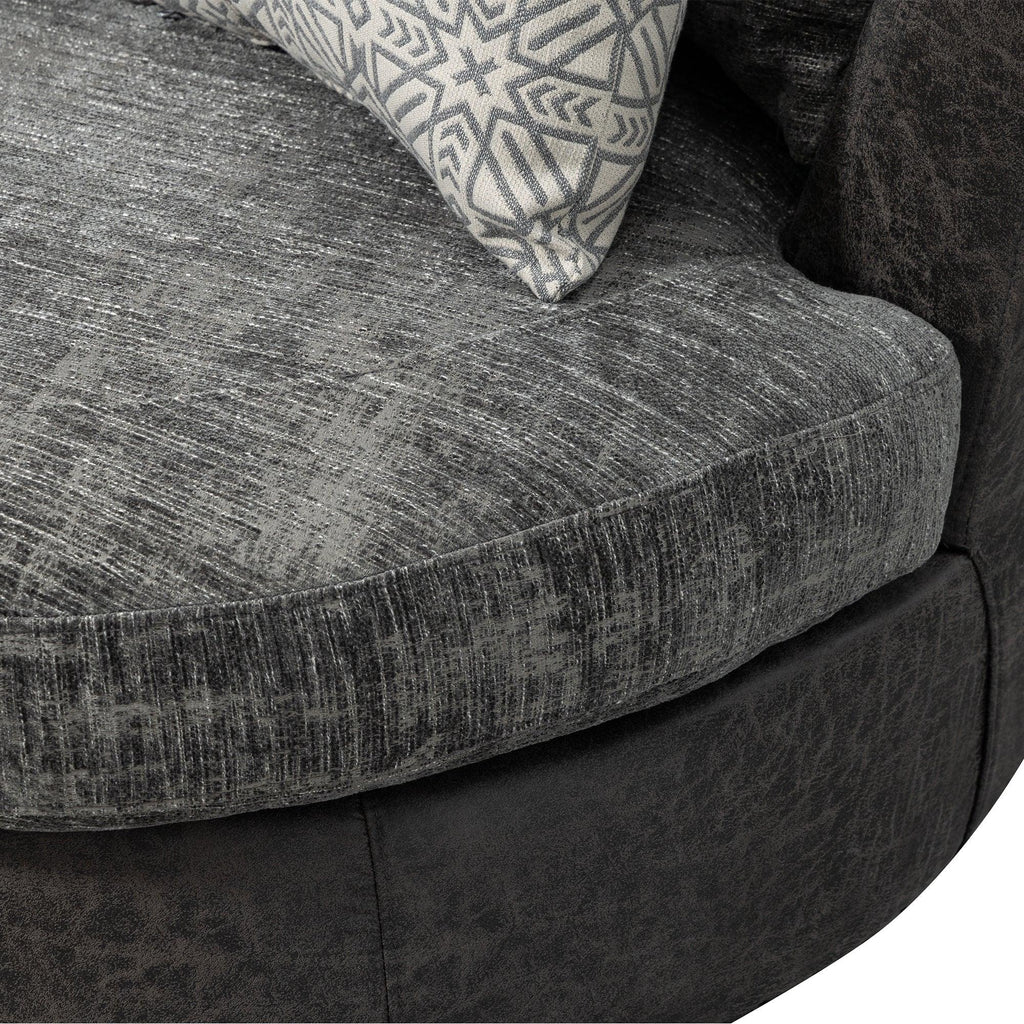 WIIS' IDEA™ 360 Degree Swivel Round Armchair Sofa - Valley Grey&Dark Grey