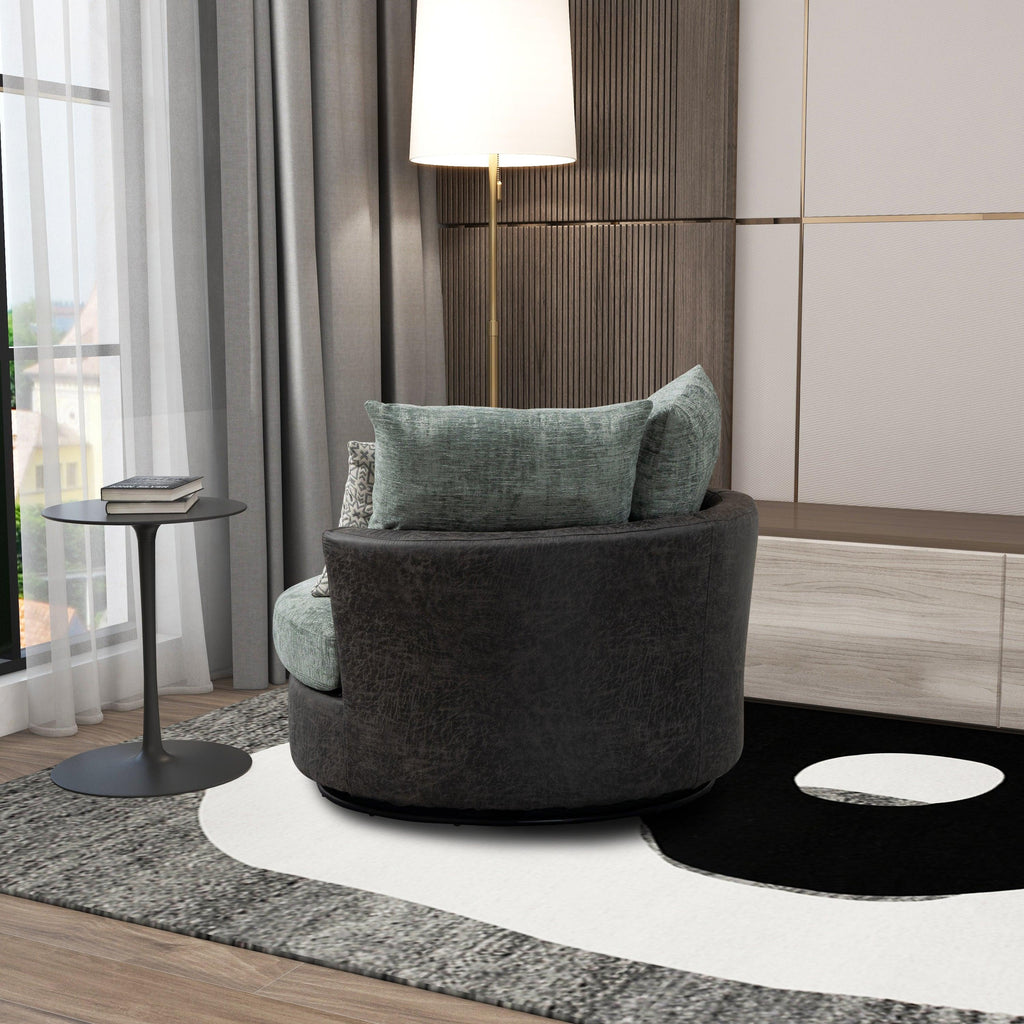 WIIS' IDEA™ 360 Degree Swivel Round Armchair Sofa - Valley Grey&Sage