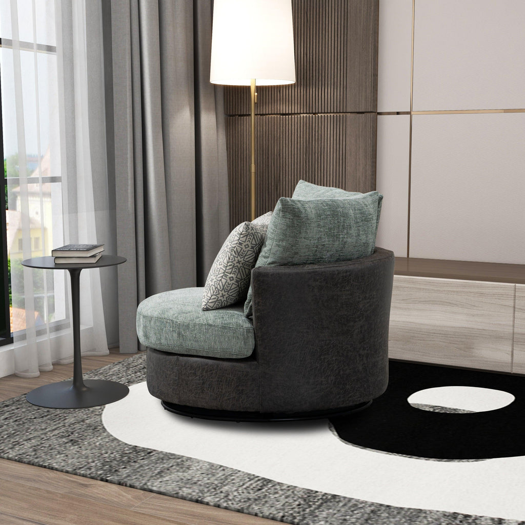 WIIS' IDEA™ 360 Degree Swivel Round Armchair Sofa - Valley Grey&Sage