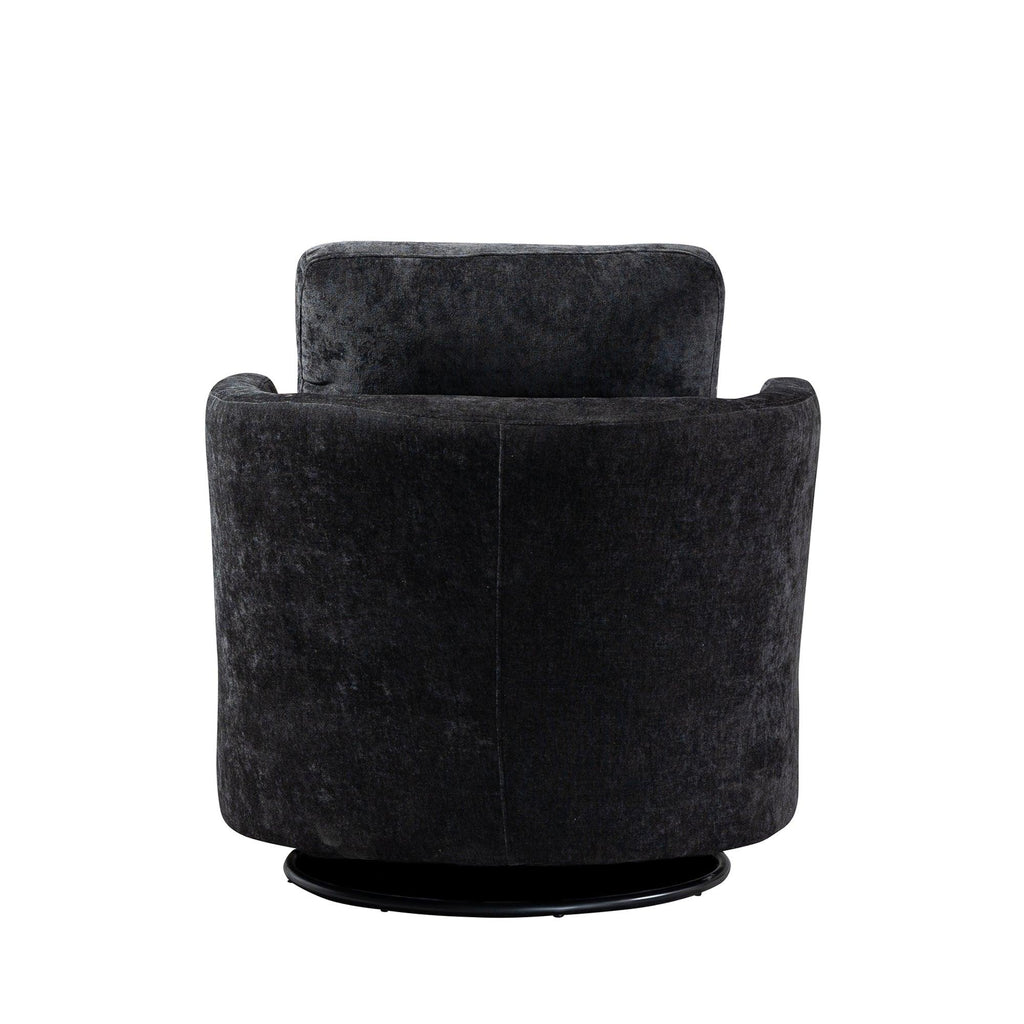 WIIS' IDEA™ Chenille Round Armchair Sofa  For Living Room - Black