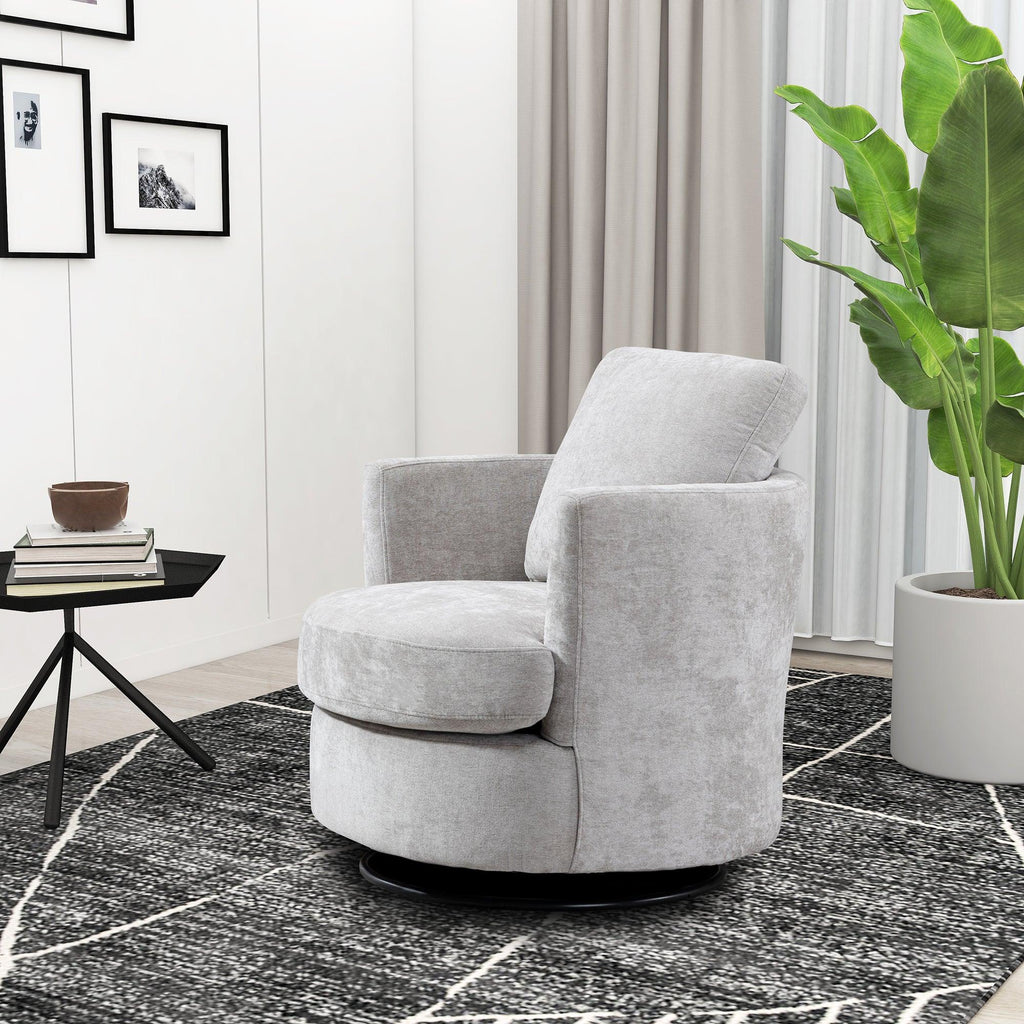 WIIS' IDEA™ Chenille Round Armchair Sofa  For Living Room - Light Grey