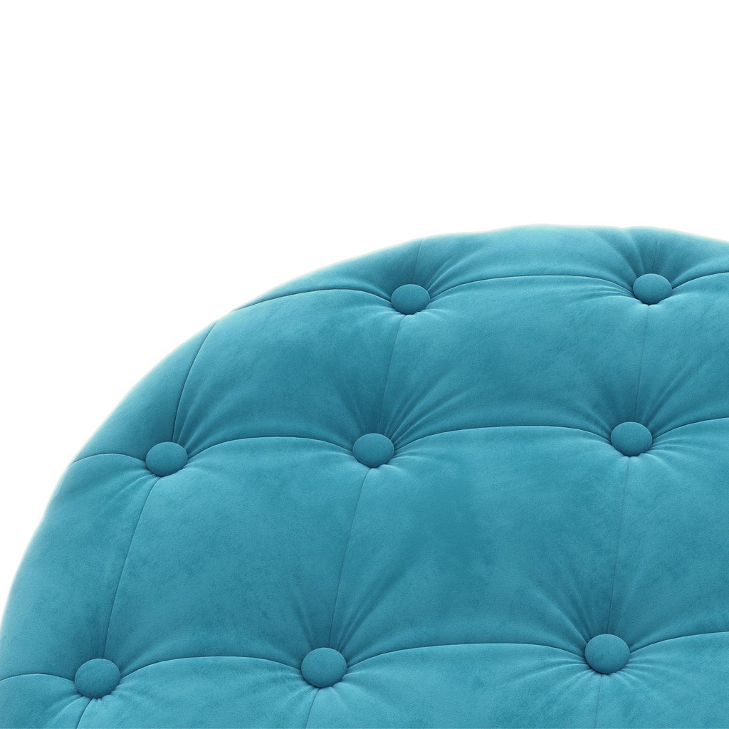WIIS' IDEA™ Classic Button Tufted Velvet Round Ottoman With Storage - Blue