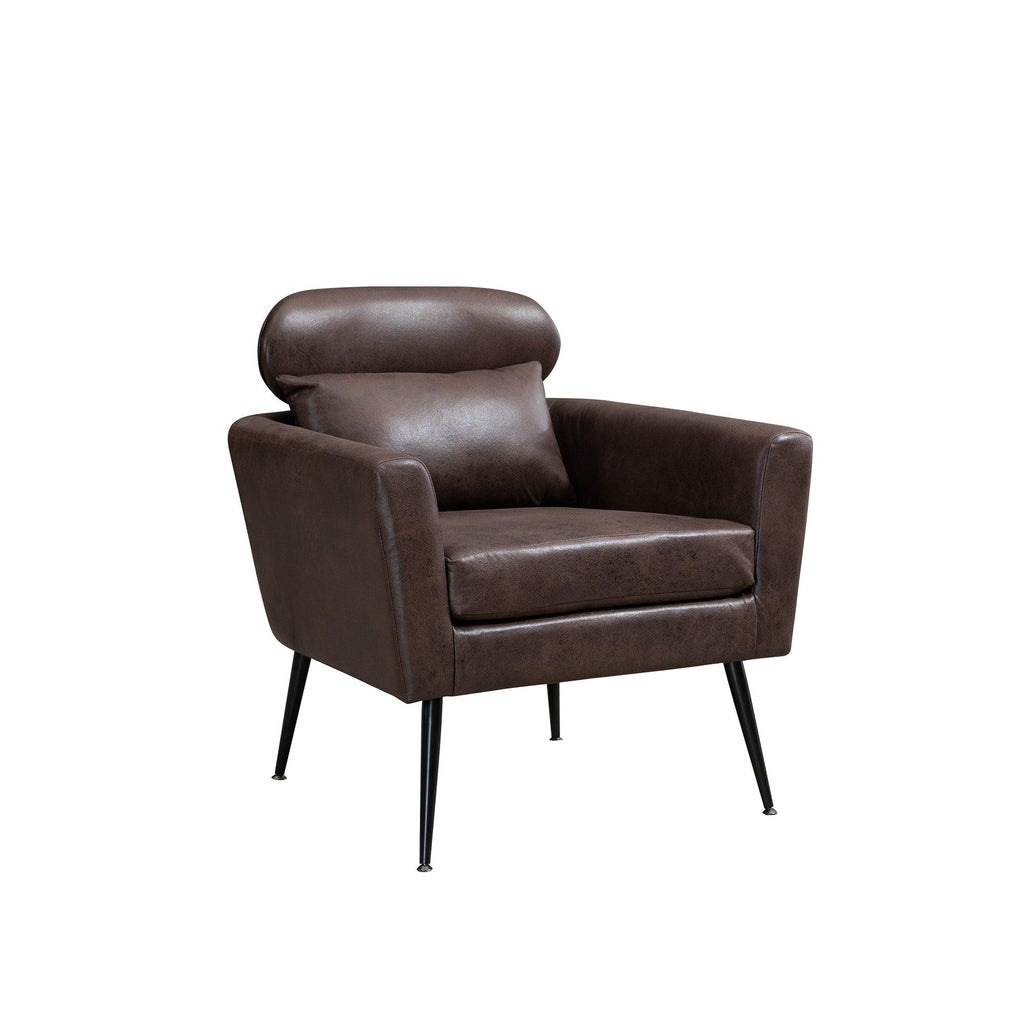 WIIS' IDEA™ Classical Accent Armchair With Black Metal Legs - Dark Brown