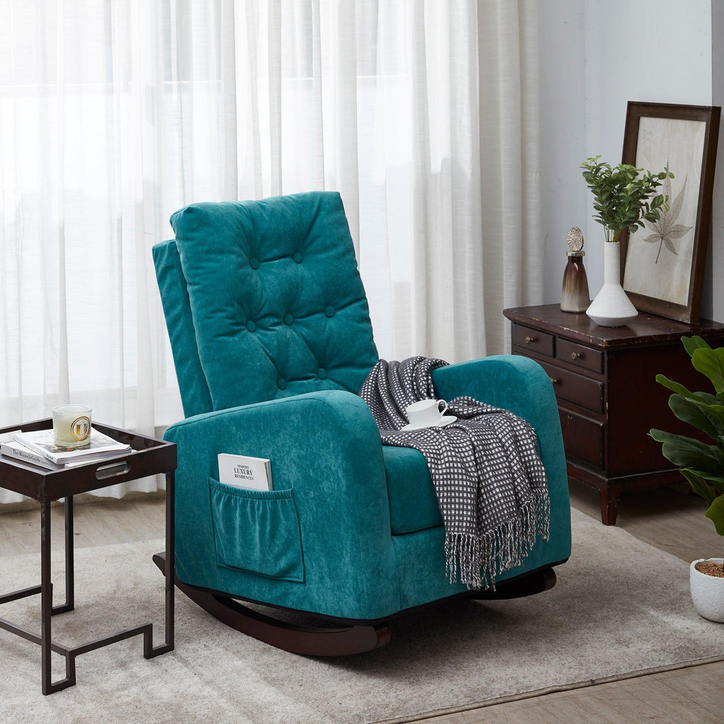WIIS' IDEA™ Comfortable Fabric TV Armchair Sofa With High Back - Antique Green