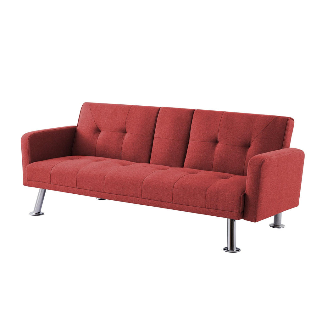 WIIS' IDEA™ Convertible Fabric Folding Sleeper Sofa With Armrest - Red