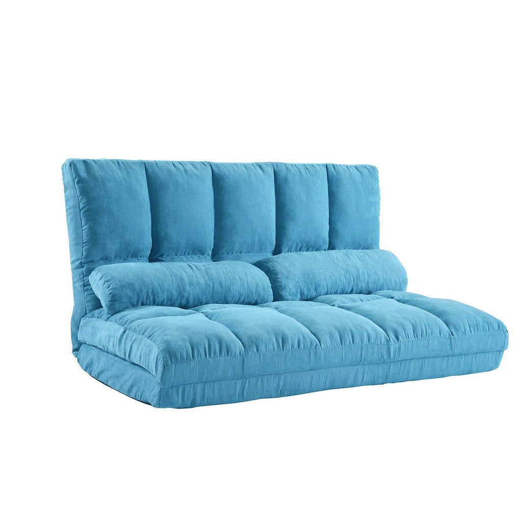 WIIS' IDEA™ Double Floor Chaise Lounge Sofa With Two Pillows - Blue