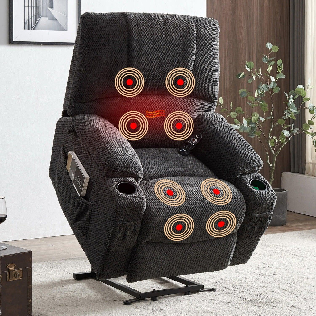 WIIS' IDEA™ Electric Power Lift Recliner Armchair Sofa With Vibration Massage And Lumber Heat - Grey