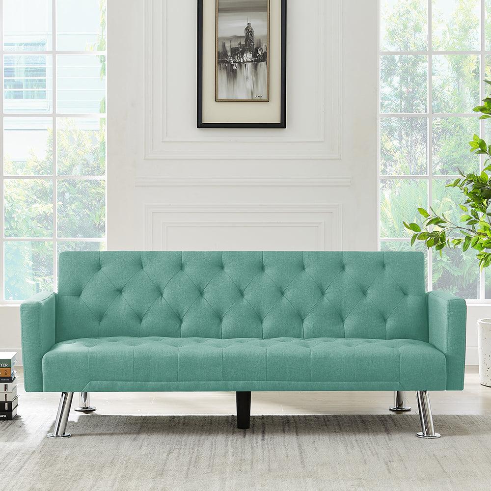 WIIS' IDEA™ Fabric Convertible Folding Sleeper Sofa For Living Room - Green