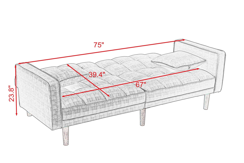 WIIS' IDEA™ Fabric Futon Sleeper Sofa Bed With 2 Pillows