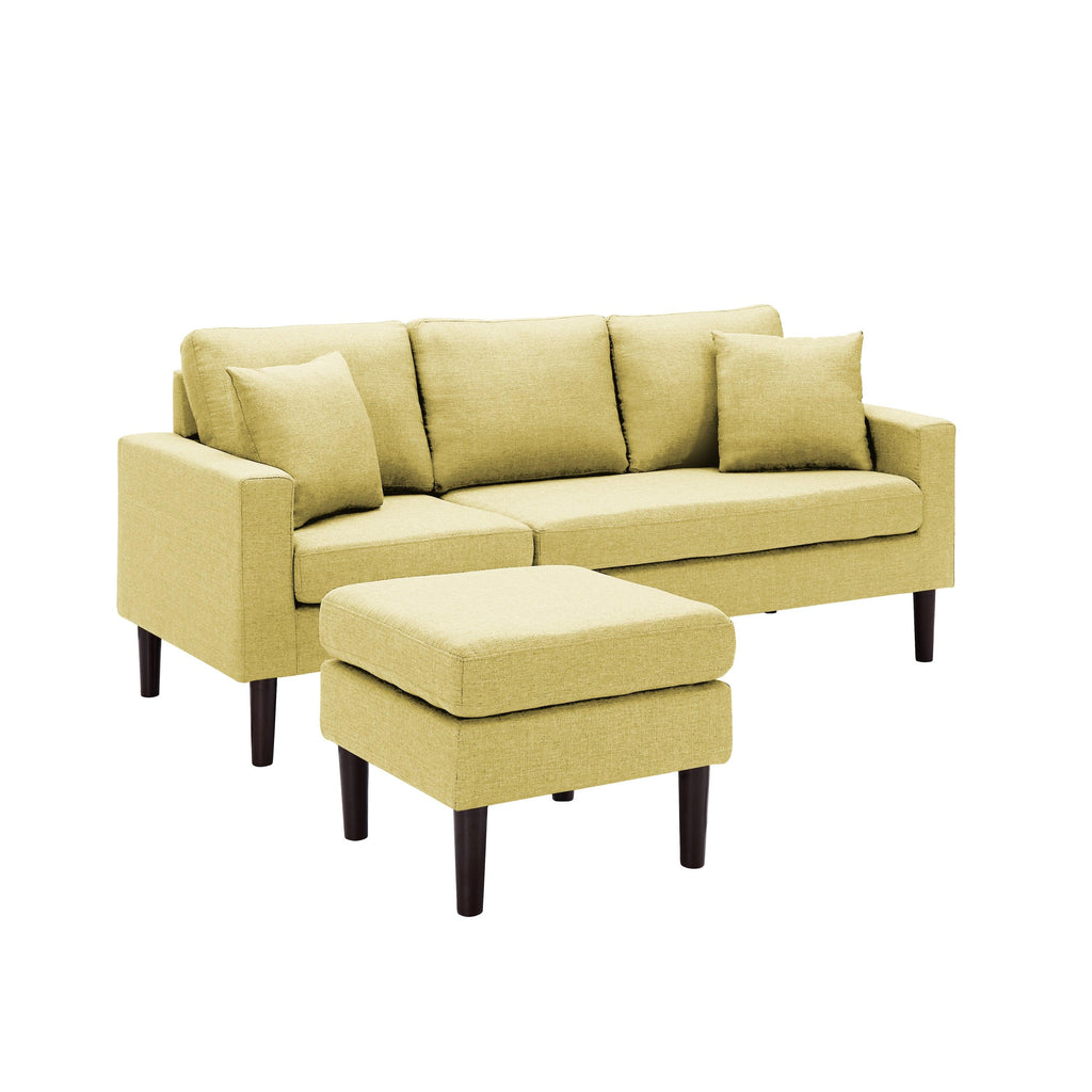 WIIS' IDEA™ Fabric Sectional Sofa With 2 Pillows And Removable Ottoman - Yellow