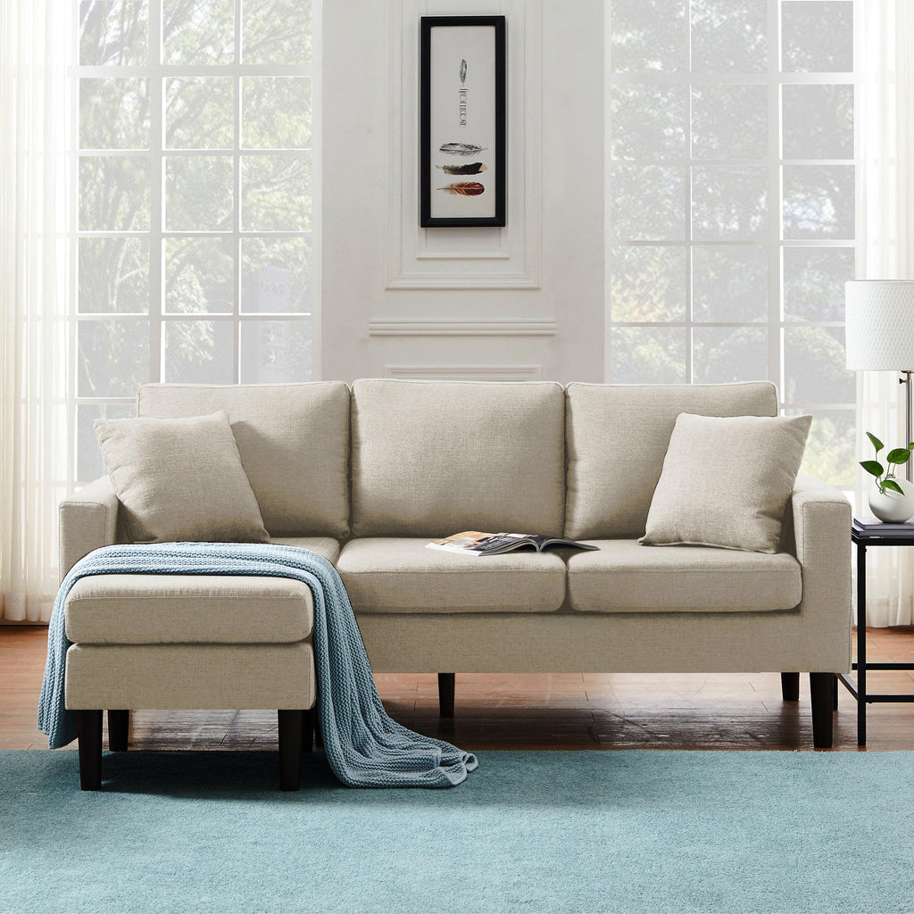 WIIS' IDEA™ Fabric Sectional Sofa With 2 Pillows - Beige