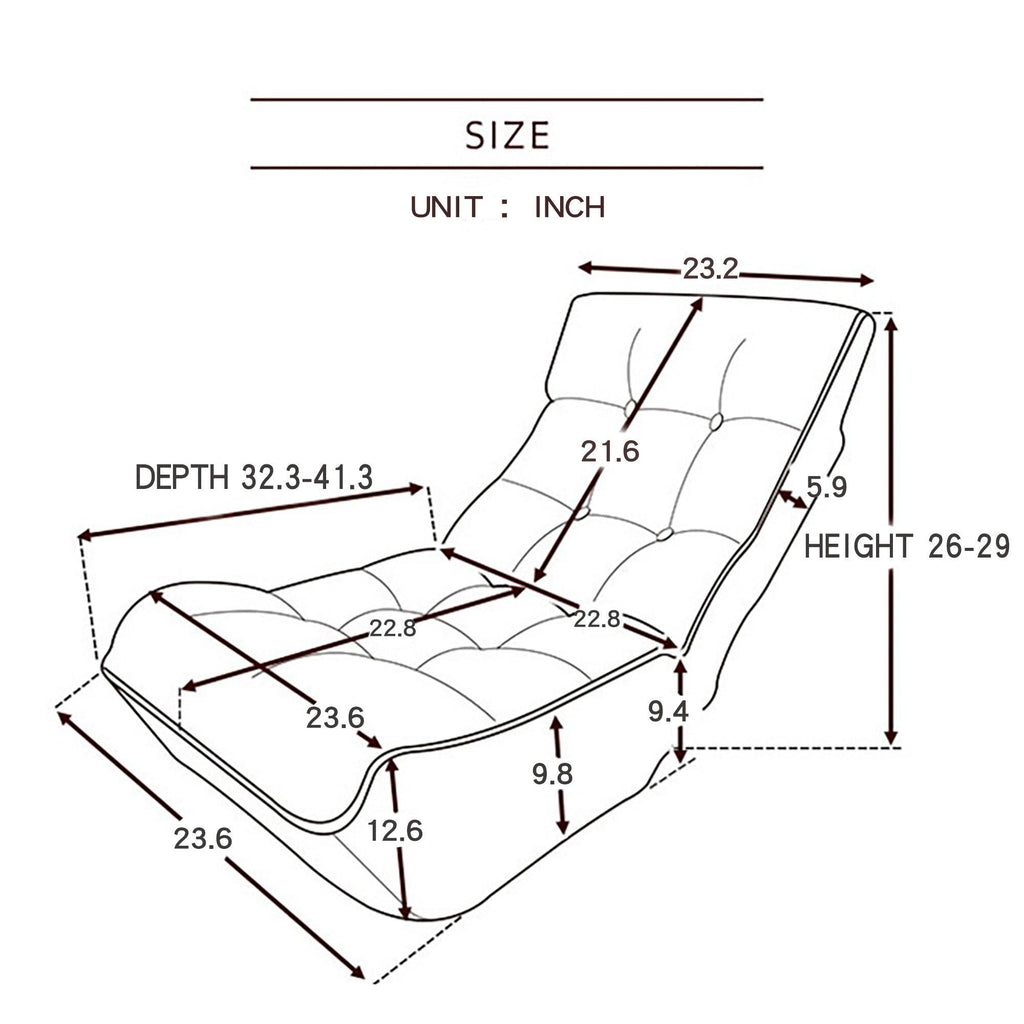 WIIS' IDEA™ Folding Floor Sofa Chair With 3 Adjustment Functions - Grey
