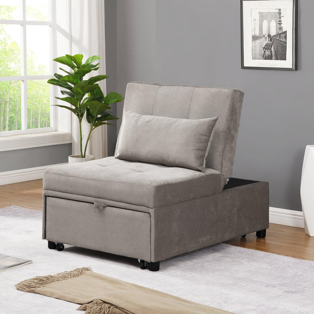 WIIS' IDEA™ Folding Ottoman Sofa Bed - Grey