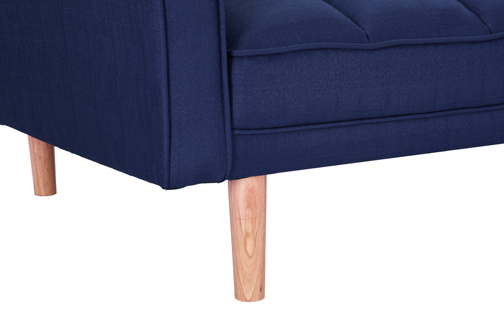 WIIS' IDEA™ Futon Fabric Loveseat Sleeper Sofa With 2 Pillows - Navy Blue