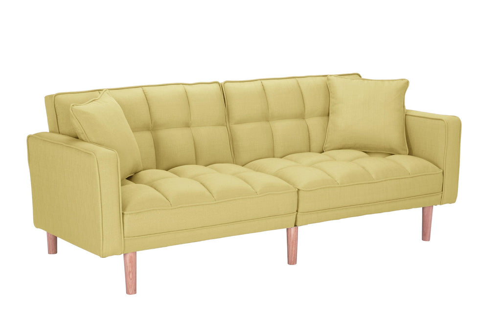 WIIS' IDEA™ Futon Fabric Sleeper Sofa With 2 Pillows - Yellow