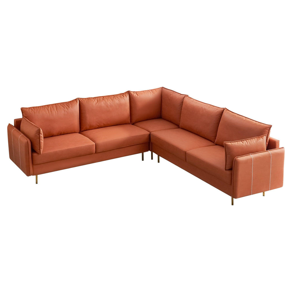 WIIS' IDEA™ L-shaped Corner Sectional Technical Leather Sofa - Orange - WIIS' IDEA™ | Original Furniture Online Store