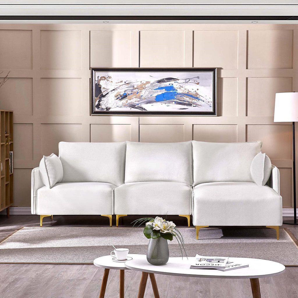 WIIS' IDEA™ L-Shaped Fabric Sectional Sofa With USB - Beige