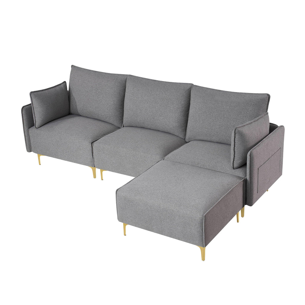 WIIS' IDEA™ L-Shaped  Fabric Sectional Sofa With USB - Grey - WIIS' IDEA™ | Original Furniture Online Store