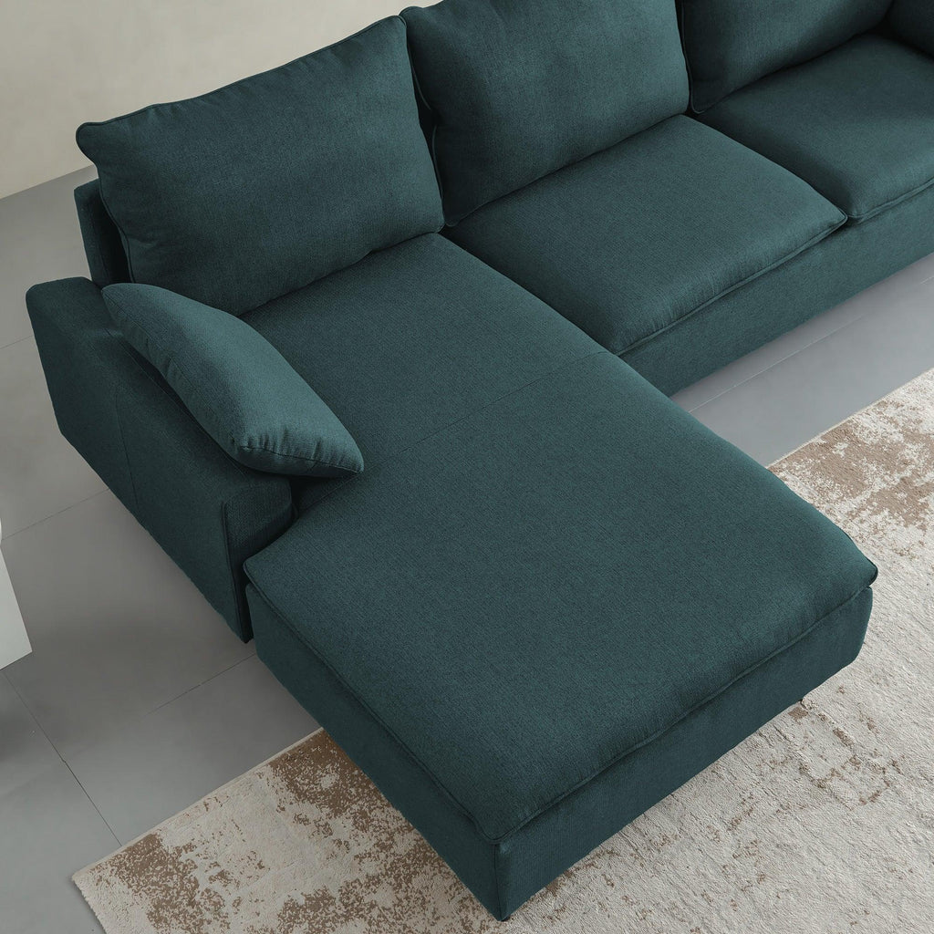 WIIS' IDEA™ L-Shaped Linen Fabric Sectional Sofa With Right Chaise - Emerald - WIIS' IDEA™ | Original Furniture Online Store