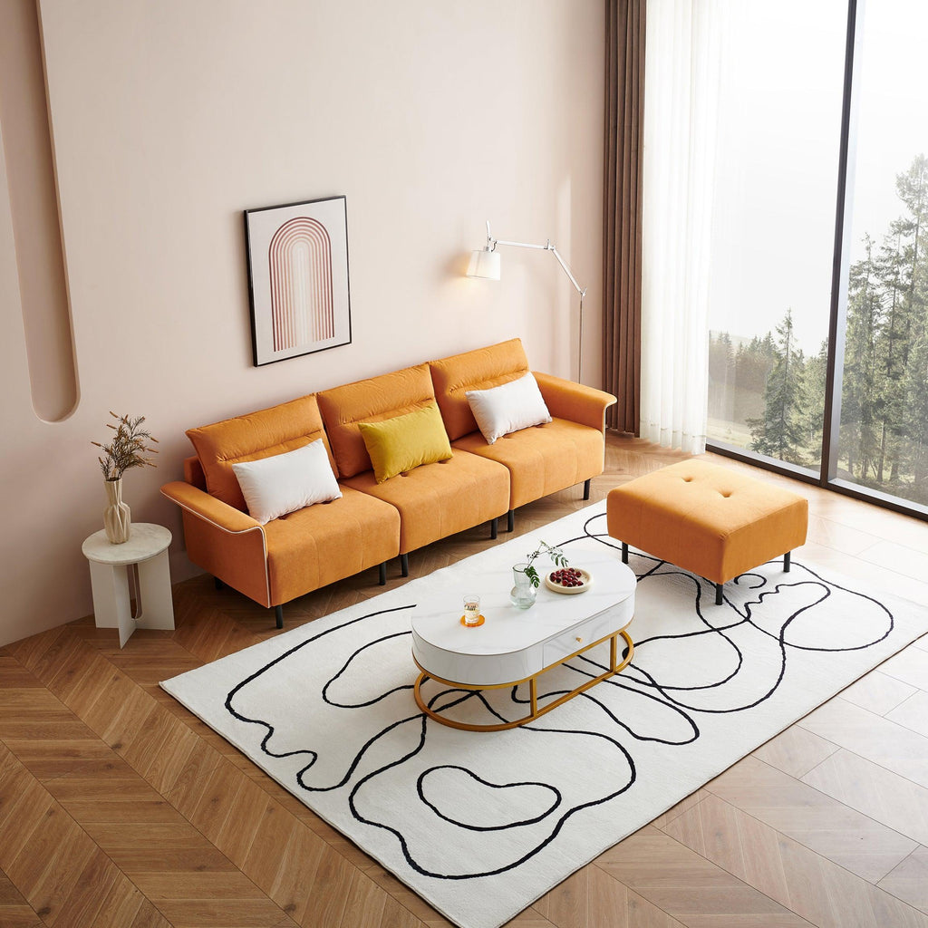 WIIS' IDEA™ L-Shaped Sectional Sofa With Removeable Ottoman - Orange