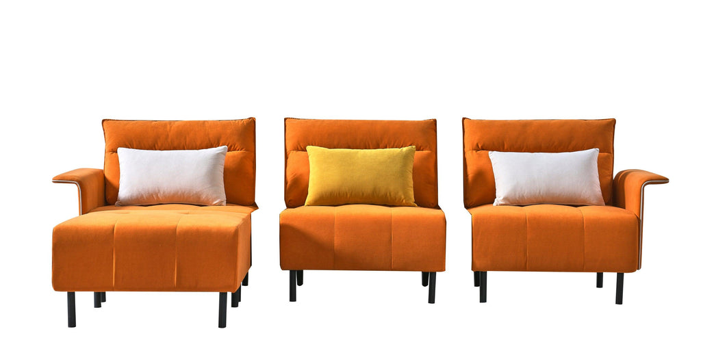 WIIS' IDEA™ L-Shaped Sectional Sofa With Removeable Ottoman - Orange