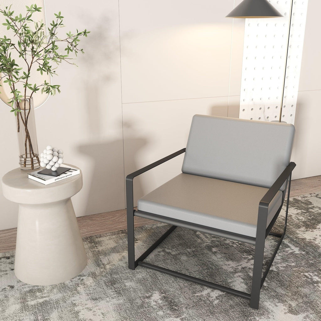 WIIS' IDEA™ Leather Armchair Sofa With 105 Degree Slant Padded Backrest - Grey