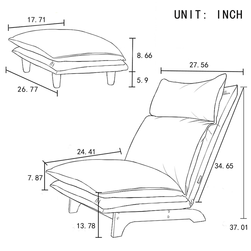 WIIS' IDEA™ Leisure Foldable Reclining Sofa Chair - Dark Blue