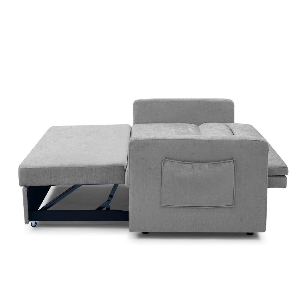 WIIS' IDEA™ Loveseat Sofa Bed With Pull-out Bed And Adjsutable Back - Grey