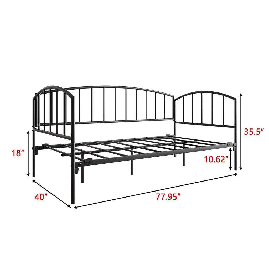 WIIS' IDEA™ Metal Frame Daybed Sofa Bed With Loveseat Size Platform Mattress - Black