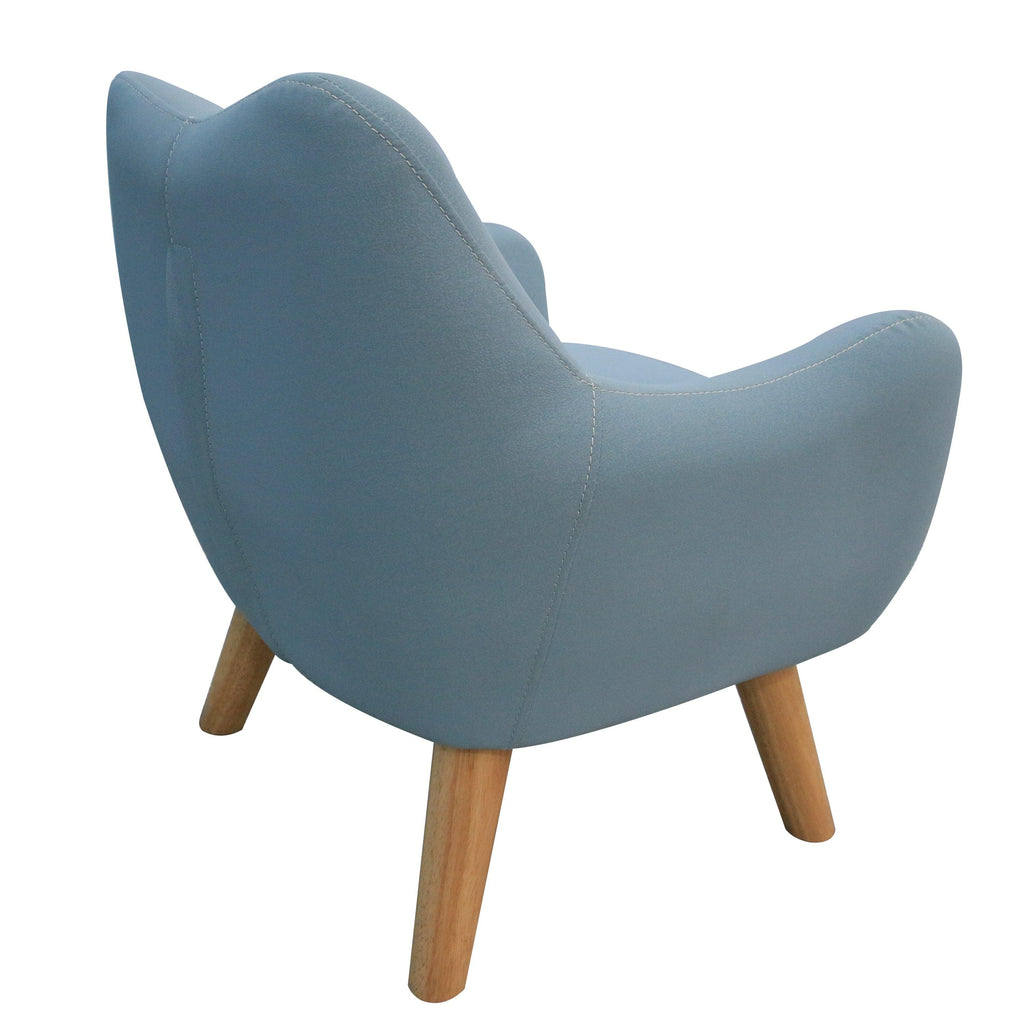 WIIS' IDEA™ Microfibres Fabric Kids Armchair Sofa With Wooden Legs - Blue