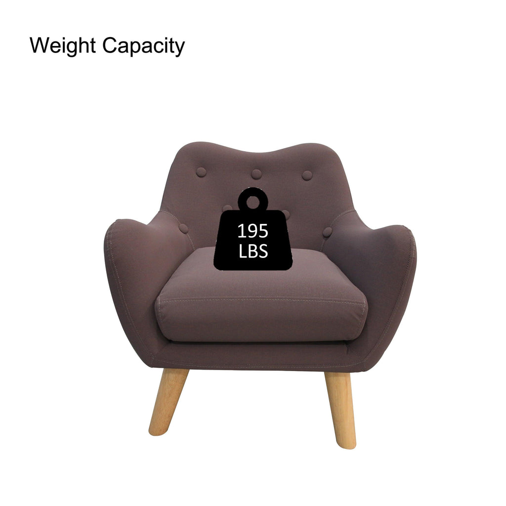WIIS' IDEA™ Microfibres Fabric Kids Armchair Sofa With Wooden Legs - Brown