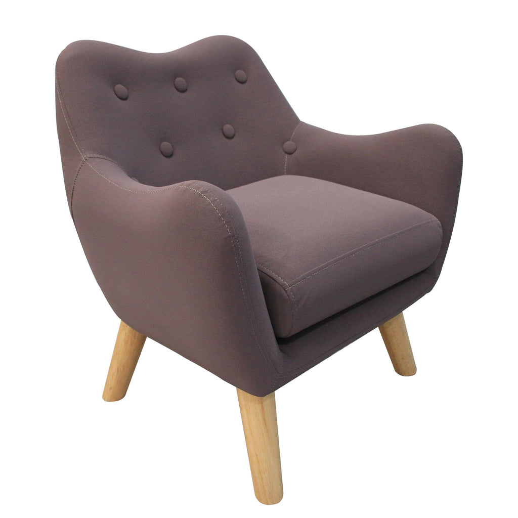 WIIS' IDEA™ Microfibres Fabric Kids Armchair Sofa With Wooden Legs - Brown