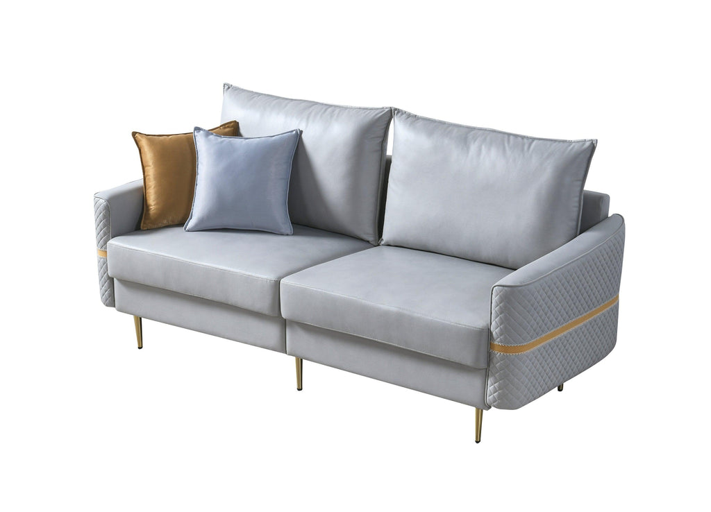 WIIS' IDEA™ Mid-Century Modern Loveseat Sofa With 2 Pillows - Light Grey