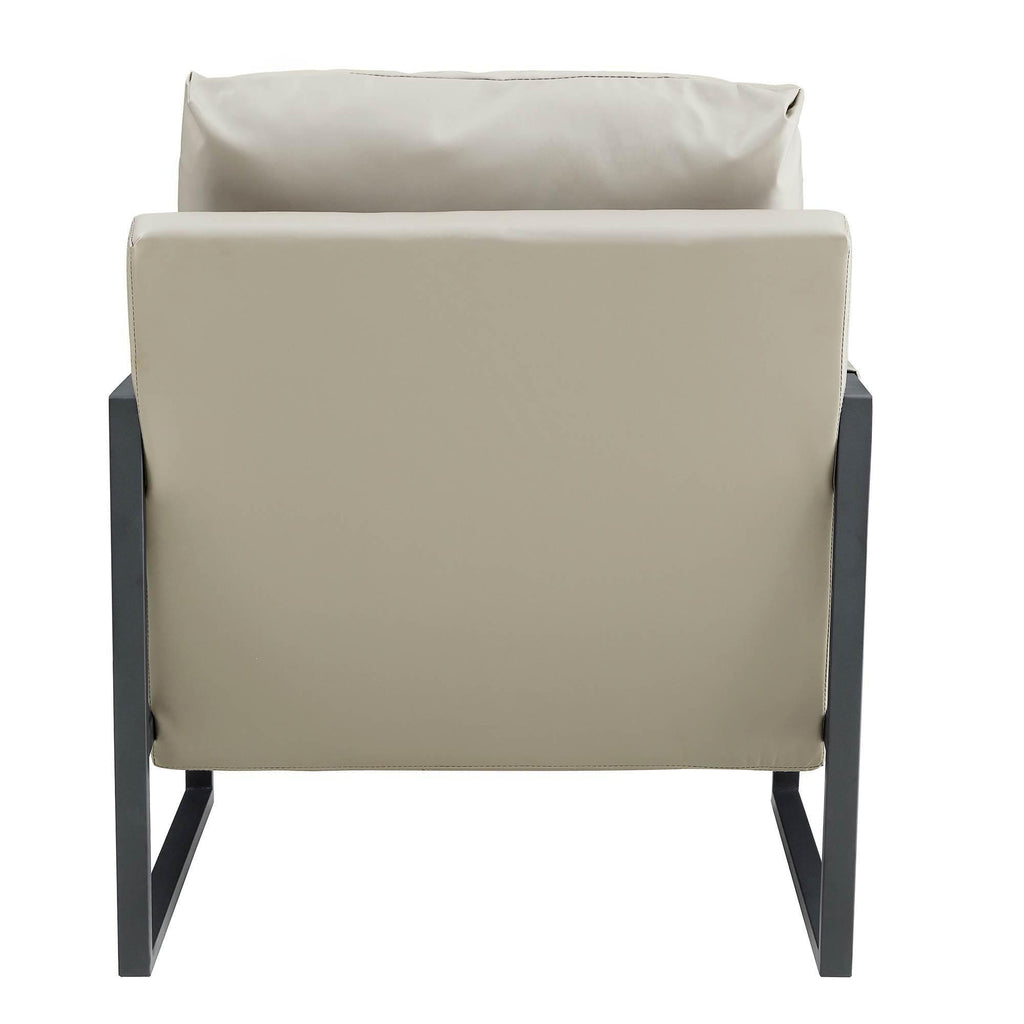 Mid Century Modern PU Leather  Armchair Sofa - Light Grey