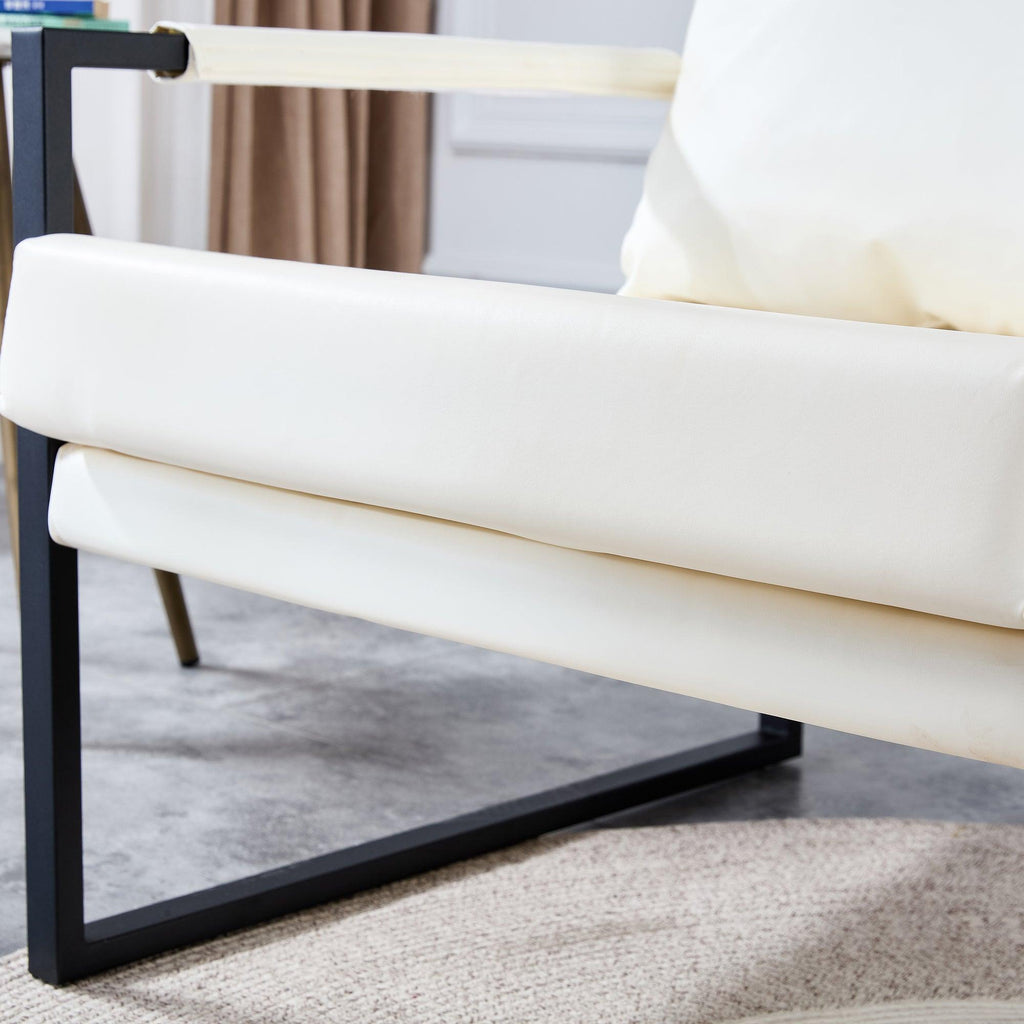 WIIS' IDEA™ Mid Century Modern PU Leather Armchair Sofa - White