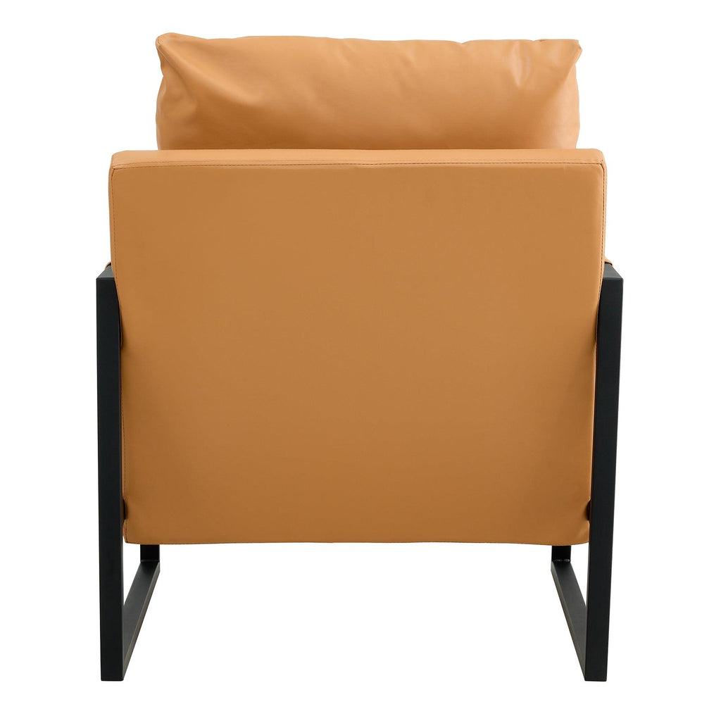 WIIS' IDEA™ Mid Century Modern PU Leather Armchair Sofa With Metal Frame - Brown