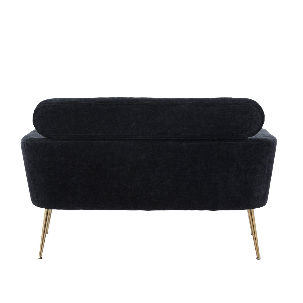 WIIS' IDEA™ Modern Chenille Loveseat Sofa With Gold Metal Legs - Black