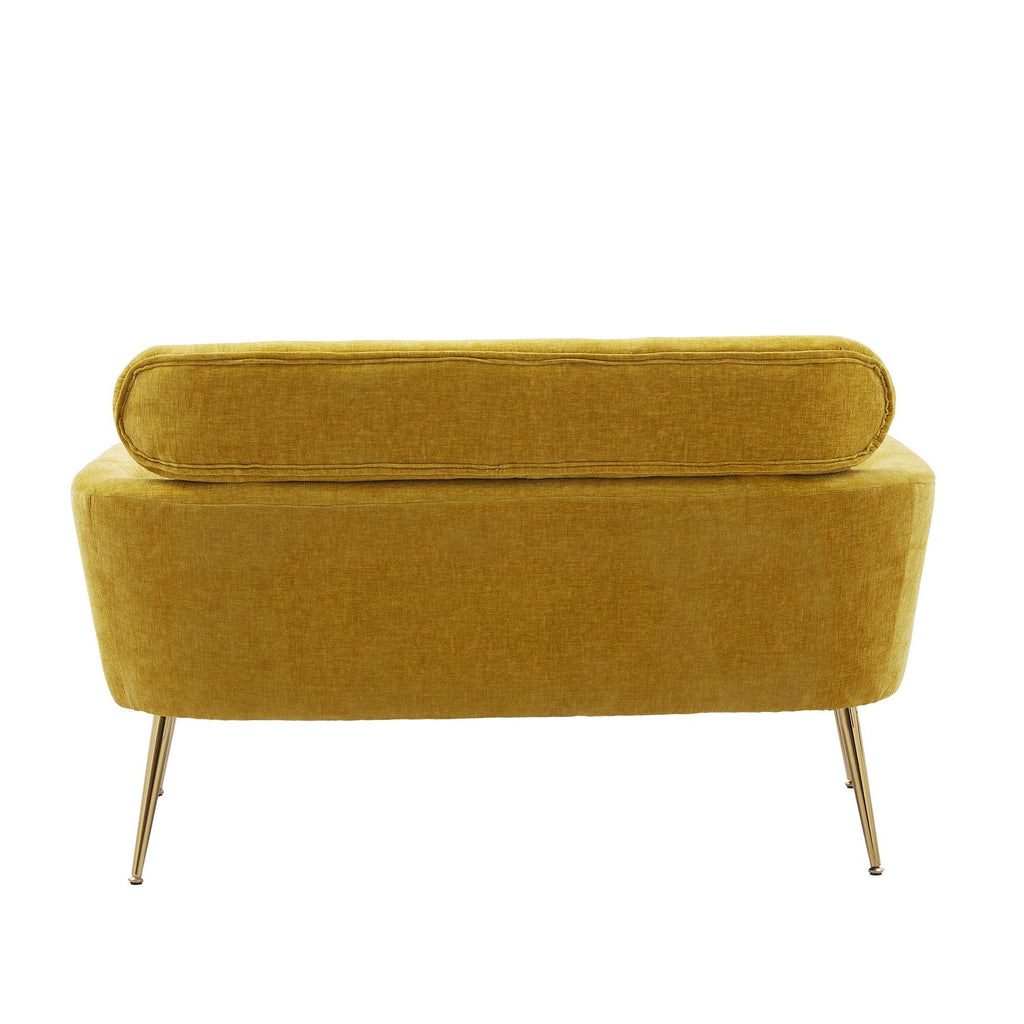 WIIS' IDEA™ Modern Chenille Loveseat Sofa With Gold Metal Legs - Mustard