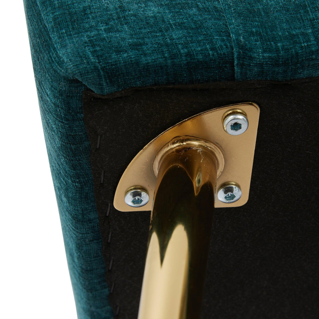 WIIS' IDEA™ Modern Chenille Loveseat Sofa With Gold Metal Legs - Peacock Blue
