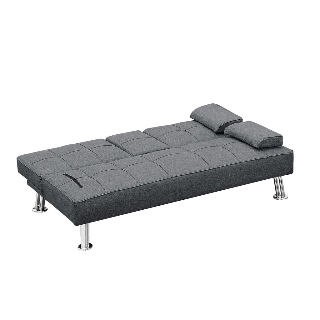 WIIS' IDEA™ Modern Convertible Folding Futon Loveseat Sofa Bed With Removable Armrests - Grey