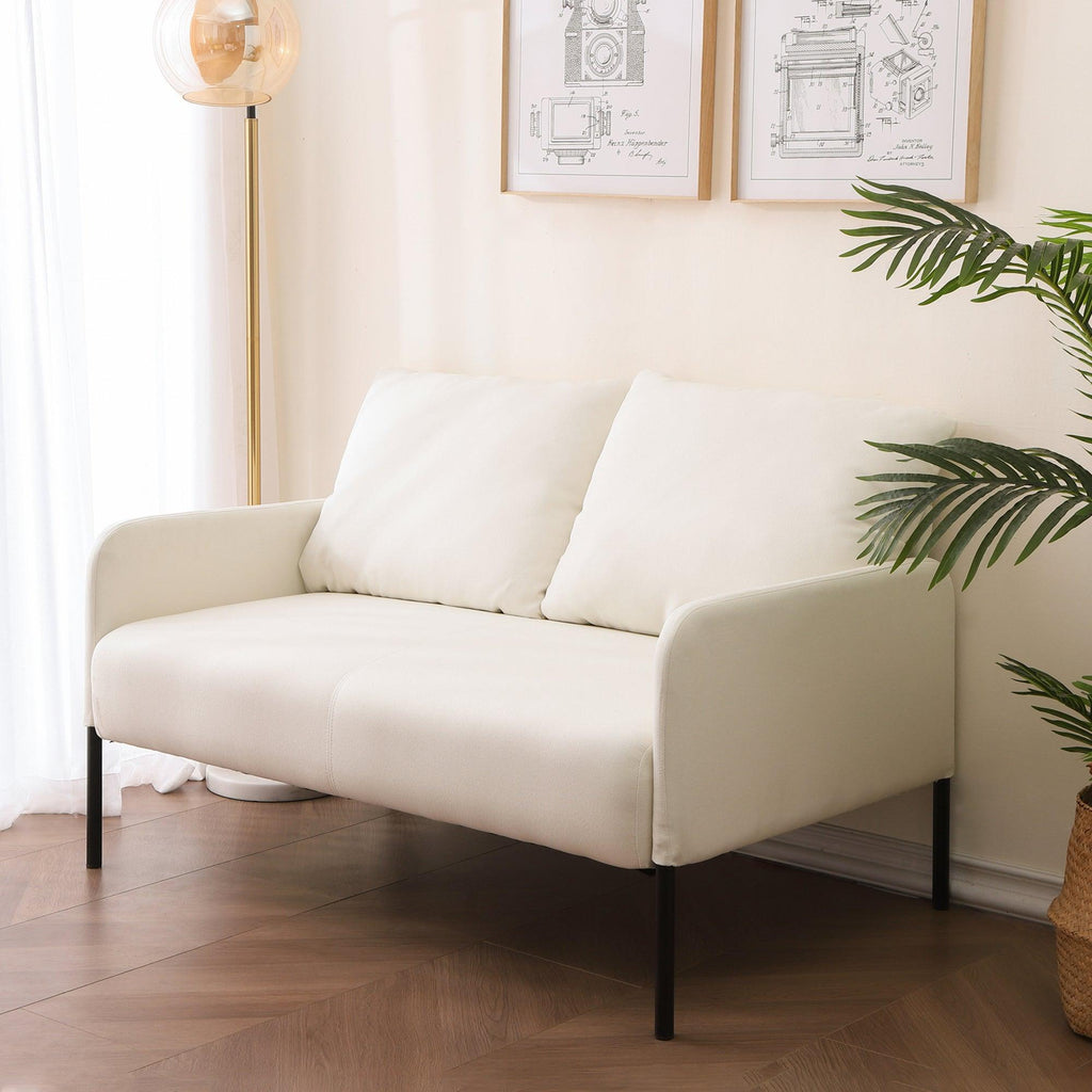 WIIS' IDEA™ Modern Design Fabric Loveseat Sofa Couch With Metal Legs - Beige