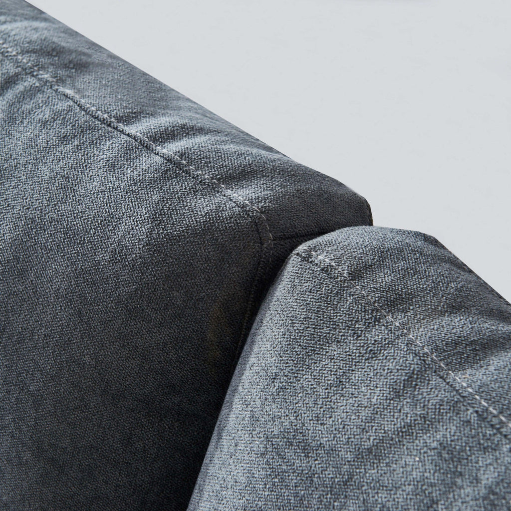 Modern L-shaped Fabric Sofa 3 Seater With Ottoman-Dark gray