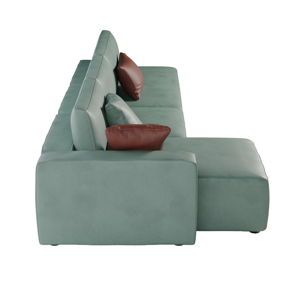 WIIS' IDEA™ Modern L-Shaped Sectional Sofa With Soft Linen Fabrics - Green