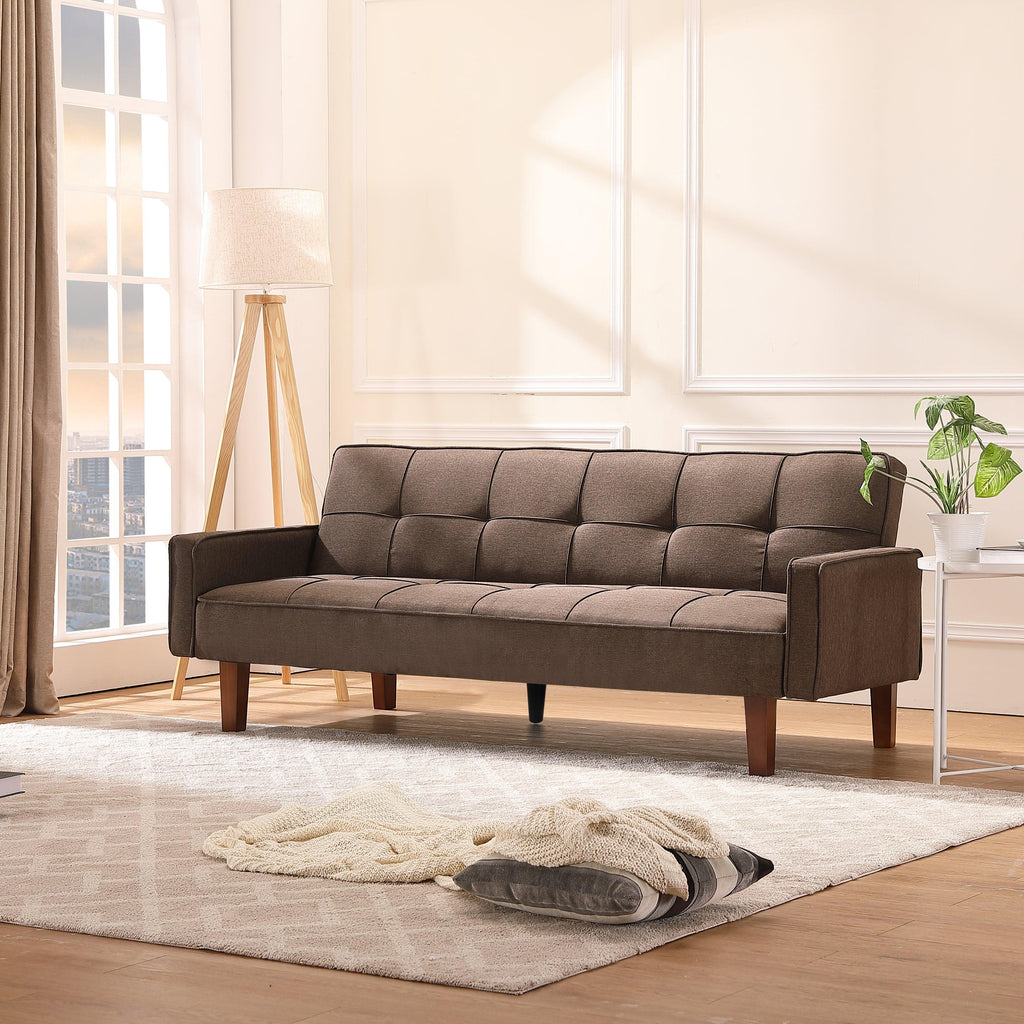 WIIS' IDEA™ Modern Linen Sofa Bed For Living Room - Brown