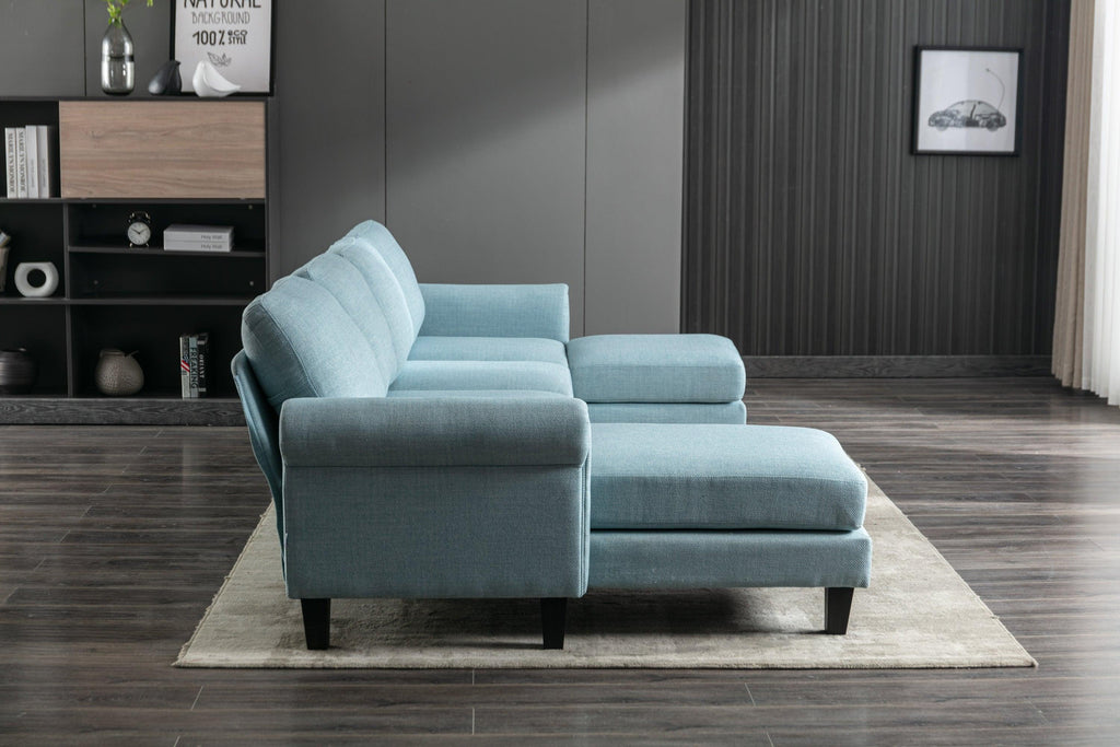 WIIS' IDEA™ Modern Living Room Fabric Sectional  Sofa - Light Blue
